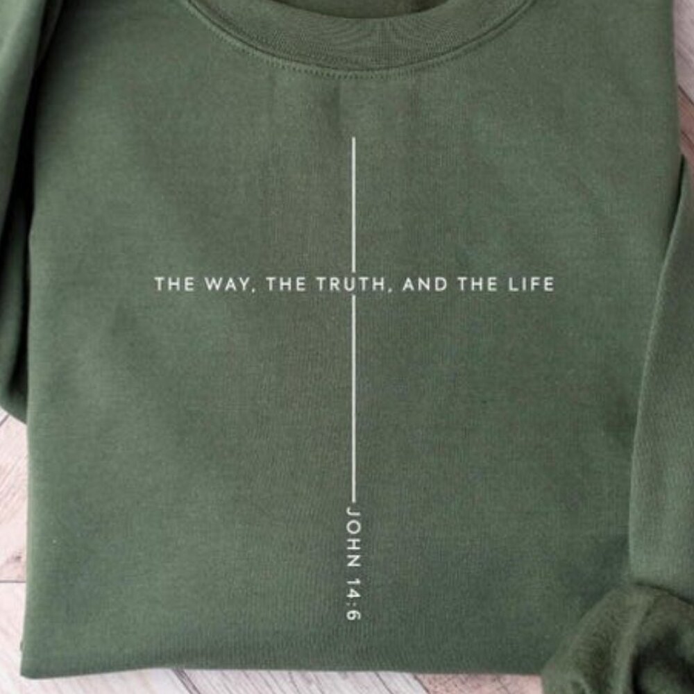 Christian Christmas Sweatshirt John 14 6  Jesus Lover Gift, The Way the Truth 05 - Picture 2 of 5